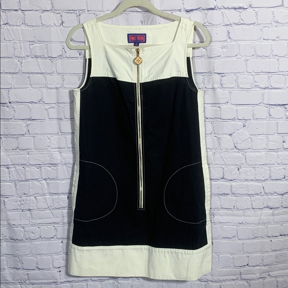 Tracy Feith for Target Womens Sleeveless Canvas Like Mini Dress Black Cream Sz M